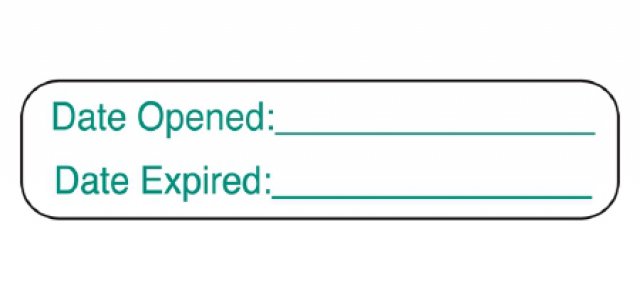 Pre-Printed / Write On Label Barkley   Advisory Label Green Paper Date Opened Date Expired White Quality Control Label 3/8 X 1-5/8 Inch