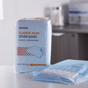 Underpad McKesson Classic Plus 23 X 36 Inch Disposable Fluff / Polymer Light Absorbency