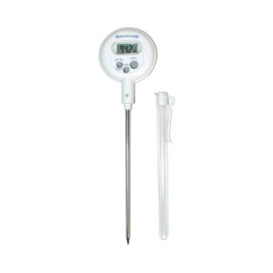 Digital Laboratory Thermometer Marathon Fahrenheit / Celsius 14   to 392  F (-10   to +200  C) Stainless Steel Probe Free-standing Battery Operated