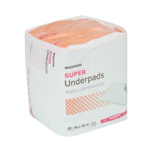 Underpad McKesson Super 30 X 30 Inch Disposable Fluff / Polymer Moderate Absorbency