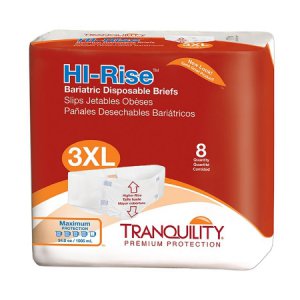 Unisex Adult Incontinence Brief Tranquility   HI-Rise    Bariatric 3X-Large Disposable Heavy Absorbency