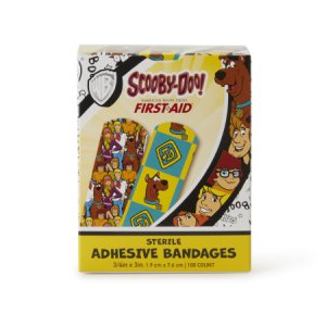 Adhesive Strip American   White Cross Stat Strip   3/4 X 3 Inch Plastic Rectangle Kid Design (Scooby Doo) Sterile