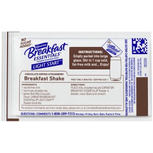 Oral Supplement Carnation Breakfast Essentials   Light Start    Rich Milk Chocolate Flavor Powder 0.705 oz. Individual Packet