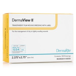 Transparent Film Dressing DermaView II    Rectangle 2-3/7 X 2-3/4 Inch Frame Style Delivery With Label Sterile