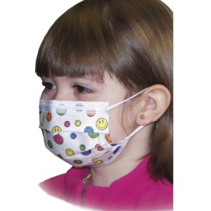 Procedure Mask Pleated Earloops One Size Fits Most Kid Design (Happy Face Print) NonSterile Not Rated Pediatric