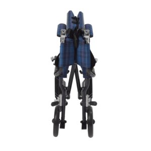 Transport Wheelchair drive    Fly-Lite Aluminum Frame with Blue Finish 300 lbs. Weight Capacity Full Length / Fixed Height / Padded Arm Blue Plaid Upholstery