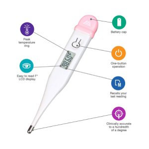 Digital Stick Thermometer Mabis   Basal Oral Probe Handheld