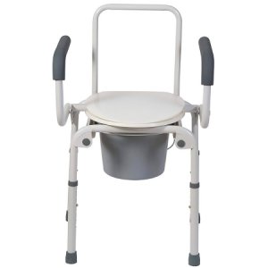 Commode Chair Mabis   Drop Arm Steel Frame Back Bar 14 Inch Seat Width