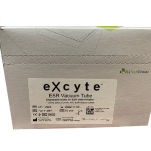 Excyte   Vacuum Tube Venous Blood Collection Tube Erythrocyte Sedimentation Rate (ESR) Sodium Citrate Additive 120 mm Length 1.36 mL Black Conventional Closure Plastic Tube