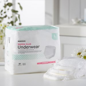 Unisex Adult Absorbent Underwear McKesson Super Plus Pull On with Tear Away Seams Large Disposable Moderate Absorbency