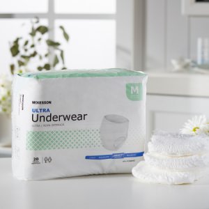 Unisex Adult Absorbent Underwear McKesson Ultra Pull On with Tear Away Seams Medium Disposable Heavy Absorbency