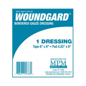 Adhesive Dressing WoundGard   6 X 8 Inch Gauze Rectangle White Sterile