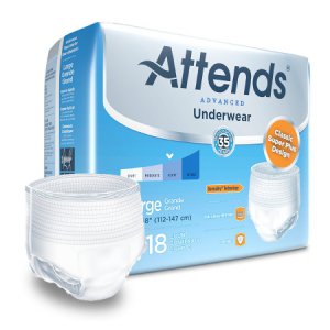 Unisex Adult Absorbent Underwear Attends   Advanced Pull On with Tear Away Seams Large Disposable Heavy Absorbency