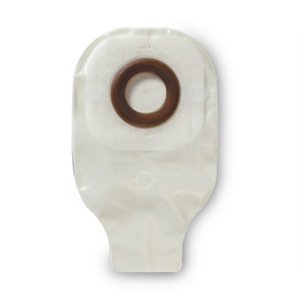 Ostomy Pouch Karaya 5 One-Piece System 9 Inch Length, Mini 1-1/8 Inch Stoma Drainable Convex, Pre-Cut