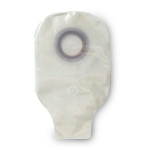 Ostomy Pouch Karaya 5 One-Piece System 9 Inch Length, Mini 1-1/8 Inch Stoma Drainable Convex, Pre-Cut