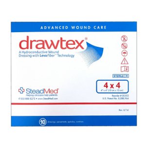 Hydroconductive Wound Dressing Drawtex   4 X 4 Inch Fiber Square Sterile