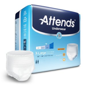 Unisex Adult Absorbent Underwear Attends   Pull On with Tear Away Seams X-Large Disposable Moderate Absorbency
