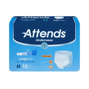 Unisex Adult Absorbent Underwear Attends   Pull On with Tear Away Seams Large Disposable Moderate Absorbency