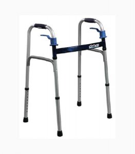 Dual Release Folding Walker with Wheels Adjustable Height drive    Deluxe Aluminum Frame 350 lbs. Weight Capacity 26 to 33-1/2 Inch Height