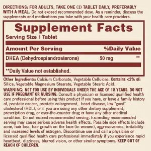 Dietary Supplement Sundown Naturals   DHEA (Dehydroepiandrosterone) 50 mg Strength Tablet 60 per Bottle