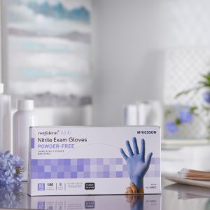 Exam Glove McKesson Confiderm   3.5C X-Large NonSterile Nitrile Standard Cuff Length Textured Fingertips Blue Chemo Tested