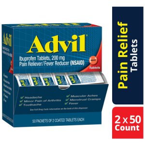 Pain Relief Advil   200 mg Strength Ibuprofen Tablet 50 per Box