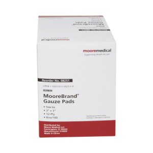 Gauze Sponge Moorebrand   Cotton 12-Ply 3 X 3 Inch Square Sterile