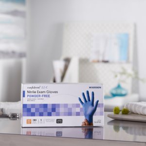 Exam Glove McKesson Confiderm   3.5C X-Small NonSterile Nitrile Standard Cuff Length Textured Fingertips Blue Chemo Tested