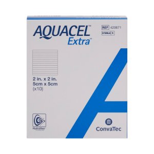 Hydrofiber Dressing Aquacel   Extra    Hydrofiber (Sodium Carboxymethylcellulose) 2 X 2 Inch