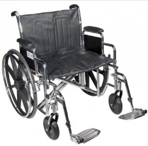 Bariatric Wheelchair drive    Sentra EC Heavy Duty Dual Axle Full Length Arm Elevating Legrest Black Upholstery 20 Inch Seat Width Adult 450 lbs. Weight Capacity