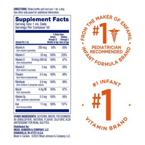 Pediatric Multivitamin Supplement Poly  Vi  Sol   with Iron Vitamin A 1500 IU Strength Oral Drops 1.67 oz.