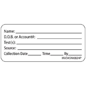 Pre-Printed / Write On Label MedVision   Advisory Label White Paper Name_DOB_Test_Source_Collection Date_ Black Patient Information 1 X 2-1/4 Inch