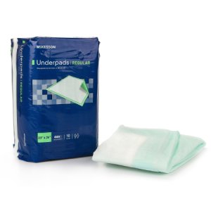 Underpad McKesson 23 X 36 Inch Disposable Fluff / Polymer Moderate Absorbency