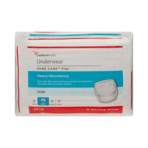 Unisex Adult Absorbent Underwear Sure Care    Plus Pull On with Tear Away Seams Large Disposable Heavy Absorbency