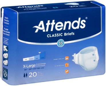 Unisex Adult Incontinence Brief Attends   Classic X-Large Disposable Heavy Absorbency
