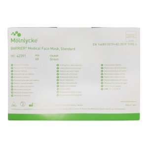 Surgical Mask Barrier   Standard Pleated Tie Closure One Size Fits Most Green NonSterile Not Rated Adult