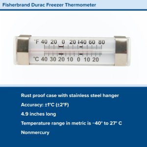 Refrigerator / Freezer Thermometer Fisherbrand    Durac   Fahrenheit / Celsius -40   to +80  F (-40   to +25  C) Without External Probe Wall Mount Does Not Require Power