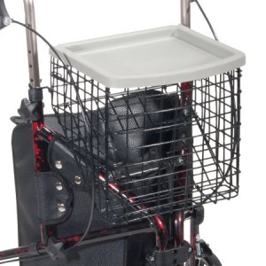 3 Wheel Rollator drive    Deluxe Flame Red Adjustable Height / Folding Aluminum Frame