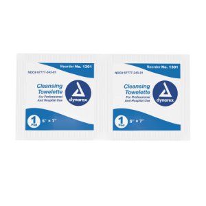 Personal Wipe Dynarex   Individual Packet BZK (Benzalkonium Chloride) / Ethyl Alcohol Scented 100 Count