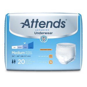 Unisex Adult Absorbent Underwear Attends   Advanced Pull On with Tear Away Seams Medium Disposable Heavy Absorbency