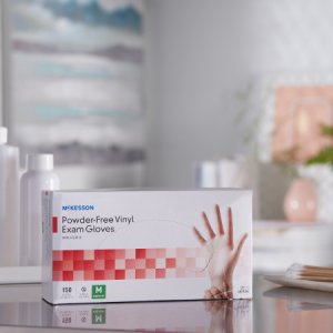 Exam Glove McKesson Medium NonSterile Vinyl Standard Cuff Length Smooth Clear Not Rated