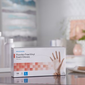 Exam Glove McKesson Large NonSterile Vinyl Standard Cuff Length Smooth Clear Not Rated