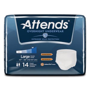 Unisex Adult Absorbent Underwear Attends   Overnight Pull On with Tear Away Seams Large Disposable Heavy Absorbency