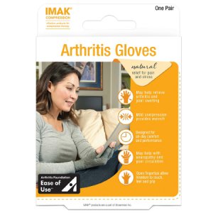 Arthritis Glove IMAK   Compression Open Finger Medium Over-the-Wrist Length Hand Specific Pair Cotton / Lycra  