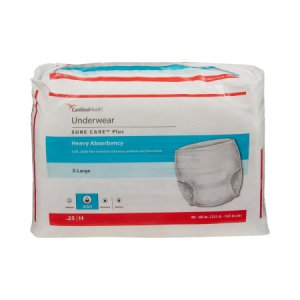 Unisex Adult Absorbent Underwear Sure Care    Plus Pull On with Tear Away Seams X-Large Disposable Heavy Absorbency