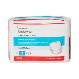 Unisex Adult Absorbent Underwear Sure Care    Pull On with Tear Away Seams Medium Disposable Heavy Absorbency