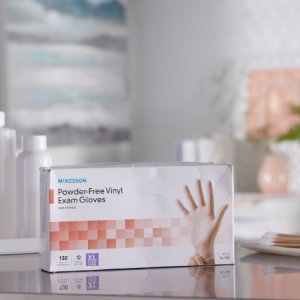 Exam Glove McKesson X-Large NonSterile Vinyl Standard Cuff Length Smooth Clear Not Rated