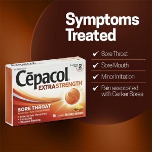 Sore Throat Relief Cepacol   Extra Strength 15 mg - 2.6 mg Strength Lozenge 16 per Box