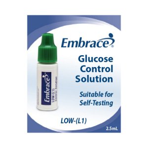 Blood Glucose Control Solution Embrace   Blood Glucose Testing 2.5 mL Level 1