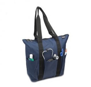 Medical Zippered Tote Navy with Black Trim 600D Waterproof Polyester 5.75 X 12 X 15 Inch